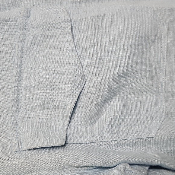 Rivet Utility Linen Jumpsuit Light Blue Size Medium - Picture 3 of 11